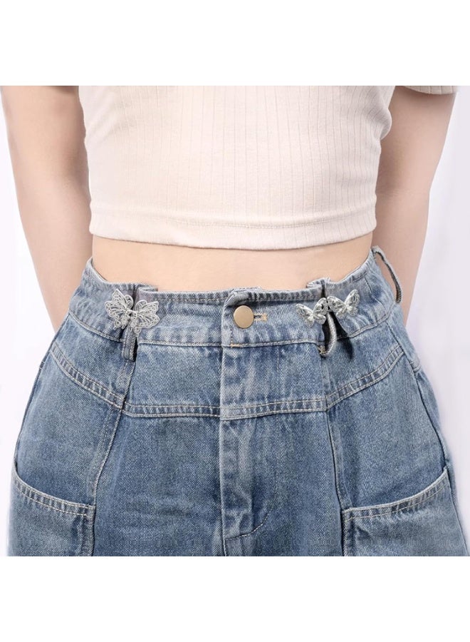 ChicAbode مجموعة من 6 قطع لتضييق خصر البنطلون، دبابيس أزرار على شكل فراشة للجينز الفضفاض، مشبك خصر قابل لإعادة الاستخدام، بروش لؤلؤي للملابس والتنانير والفساتين، إكسسوارات تزيين بدون خياطة - Image 5